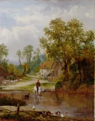 Een doorwaadbare plaats in de rivier Arun